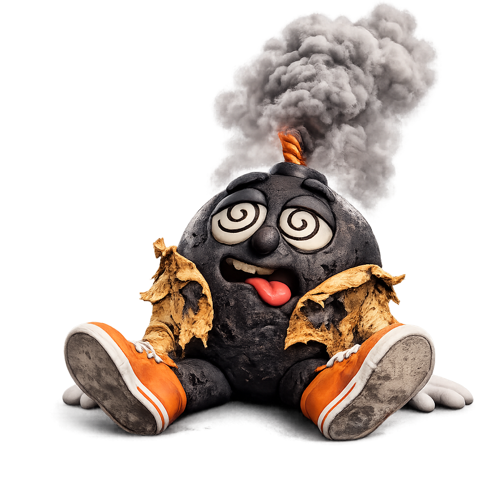 Bomby na een ontploffing met rook